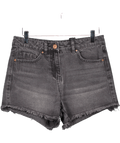 Next Black High Waisted Distressed Denim Shorts UK 6 - Reliked