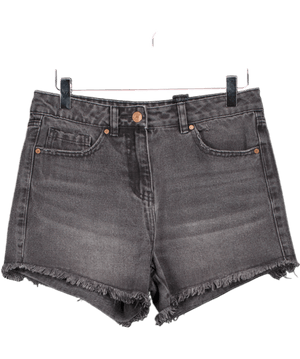 Next Black High Waisted Distressed Denim Shorts UK 6