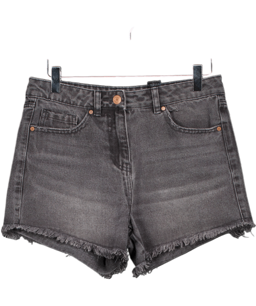 Next Black High Waisted Distressed Denim Shorts UK 6 - Reliked