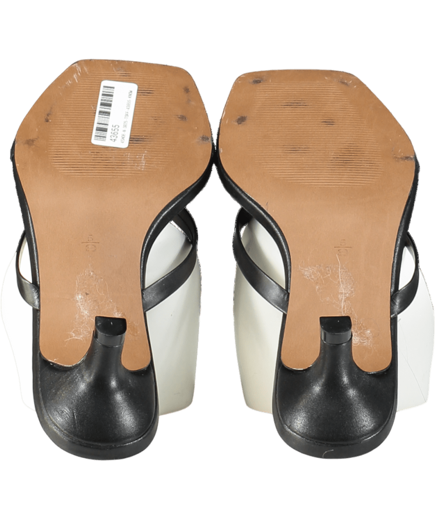 Next Black Premium Leather Toe Post Heeled Mules UK 5 EU 38 👠 - Reliked