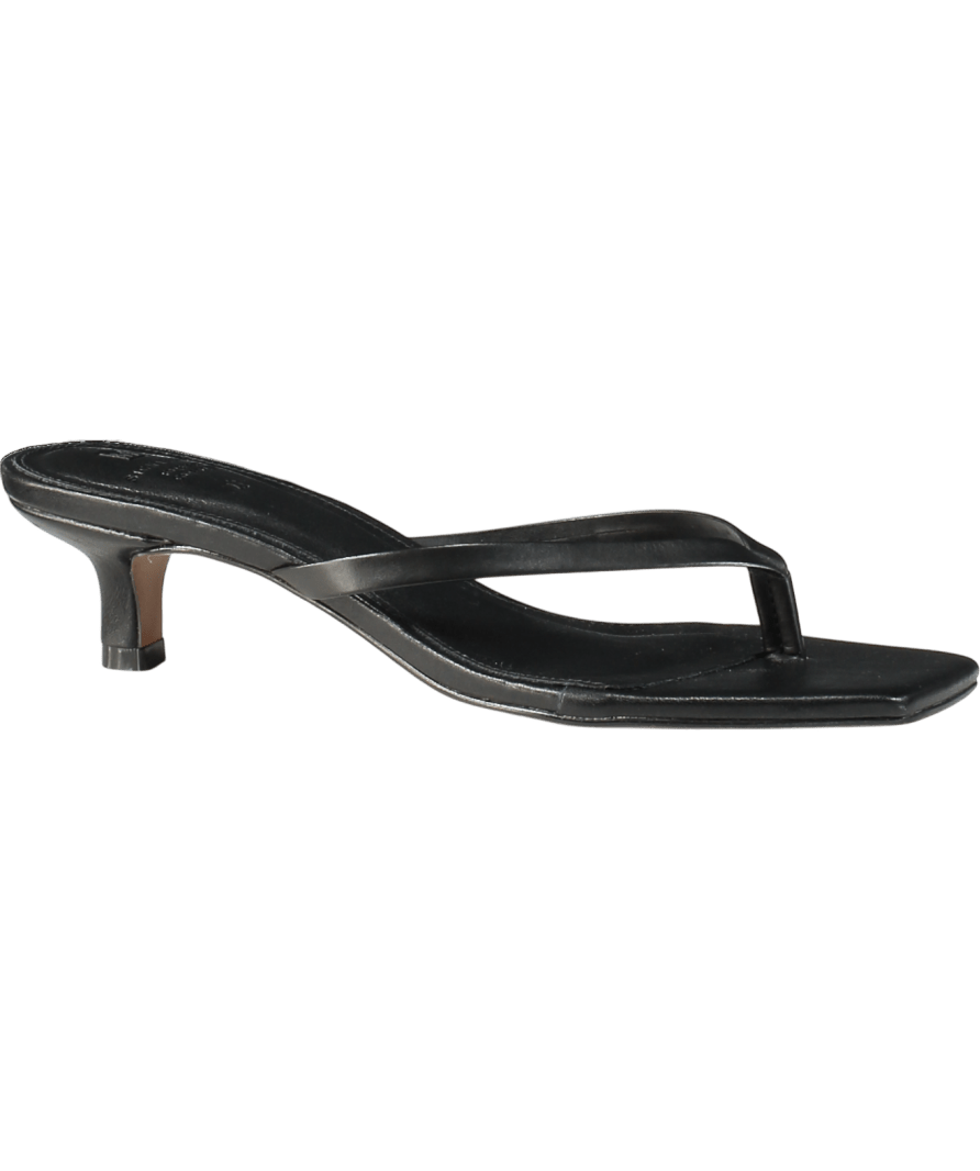 Next Black Premium Leather Toe Post Heeled Mules UK 5 EU 38 👠 - Reliked