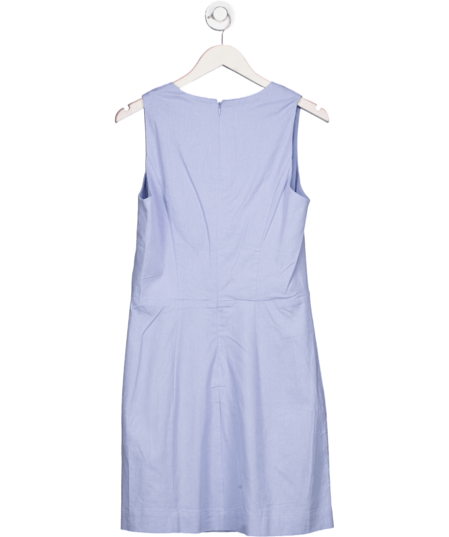 Next Blue Bow Front Linen Blend Mini Dress - Tall UK 12 - Reliked