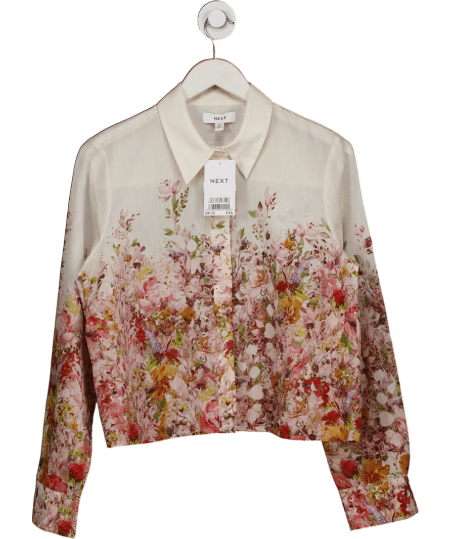 Next Cream Floral Print Shirt UK 12 - Reliked