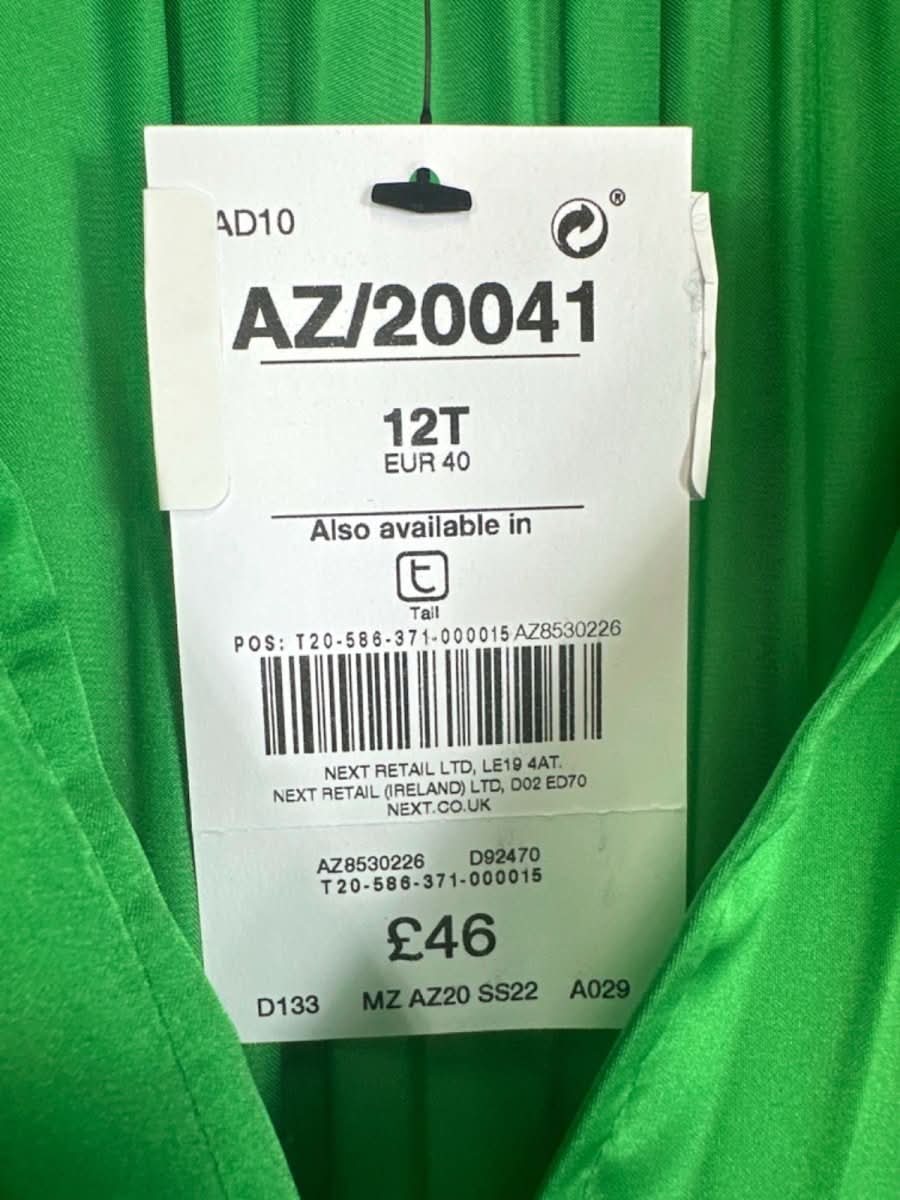Next Green Pleated Dress 12 Tall - Reliked