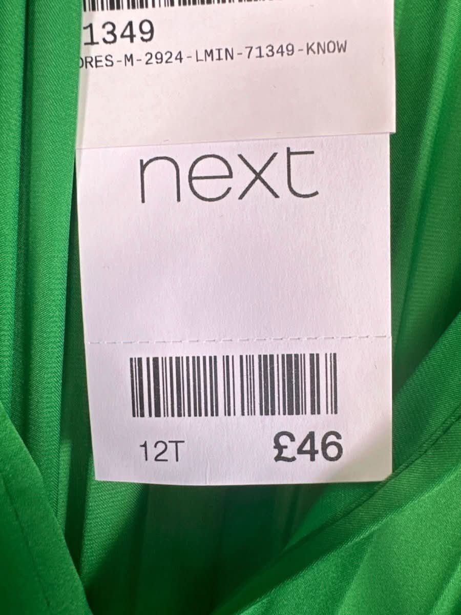 Next Green Pleated Dress 12 Tall - Reliked