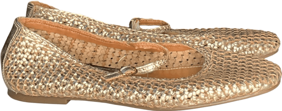 Next Metallic Forever Comfort Leather Weave Mary Jane Shoes UK 9 EU 42 👠 - Reliked