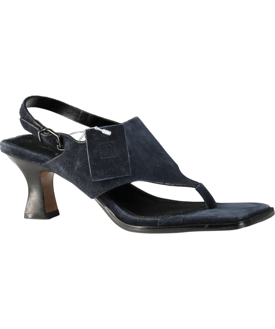 Next Navy Blue Signature Premium Leather Square Toe Post Slinback Sandals UK 5 EU 38 👠 - Reliked