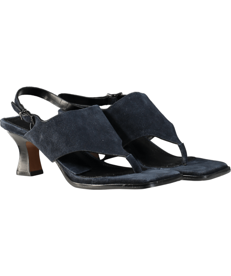 Next Navy Blue Signature Premium Leather Square Toe Post Slinback Sandals UK 5 EU 38 👠 - Reliked