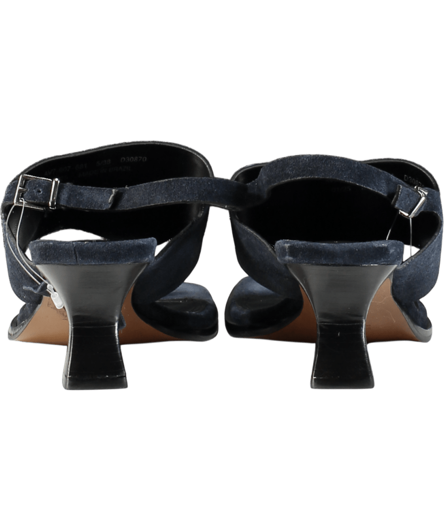 Next Navy Blue Signature Premium Leather Square Toe Post Slinback Sandals UK 5 EU 38 👠 - Reliked