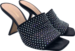 Nicholas Kirkwood Black Gem-Embellished Heeled Mules EU 37