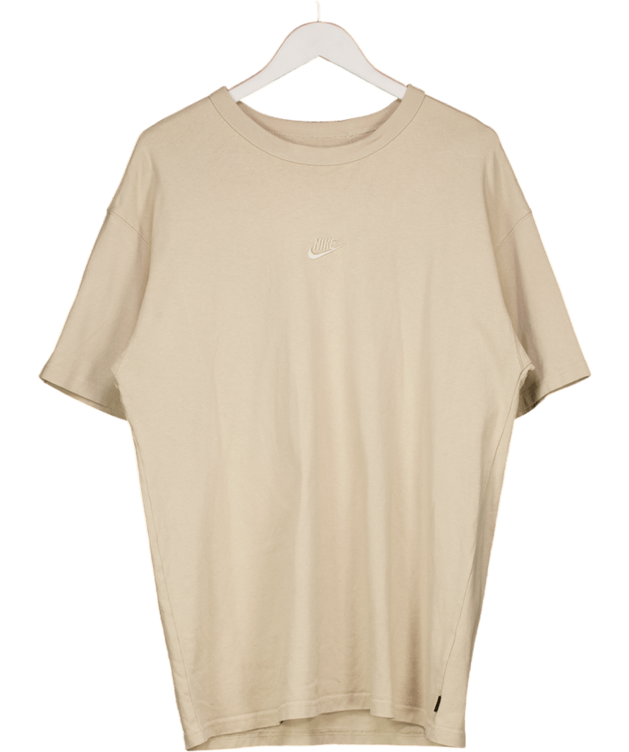 Nike Beige Embroidered Logo Loose Fit T-shirt UK L - Reliked