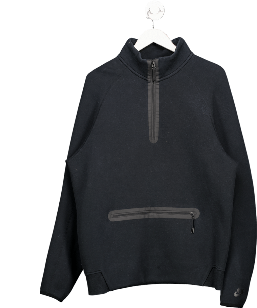 Nike Black Quarter Zip Sweatshirt With Zipped Front Pocket UK L - Reliked
