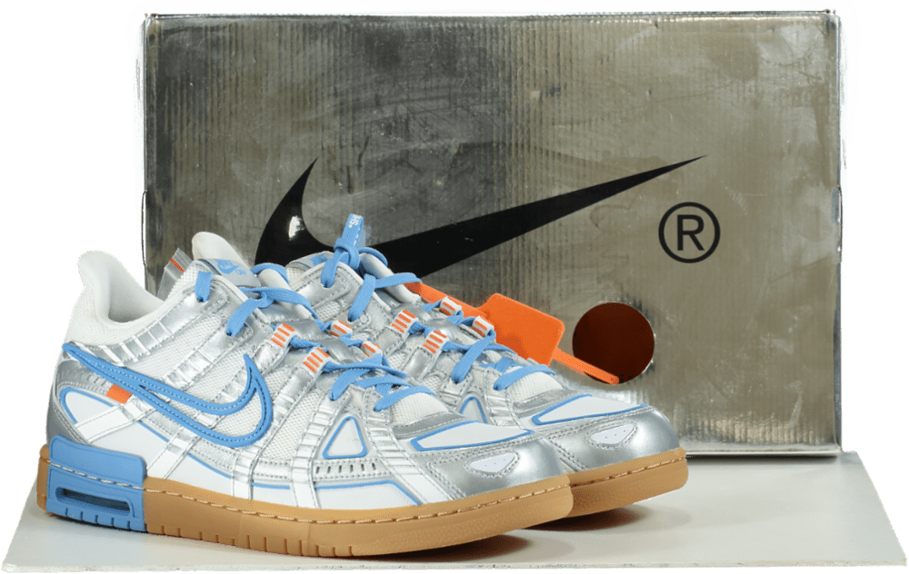 Nike CU6015 White/University Blue Off White Air Rubber Dunk Trainers UK 10.5 👟 - Reliked