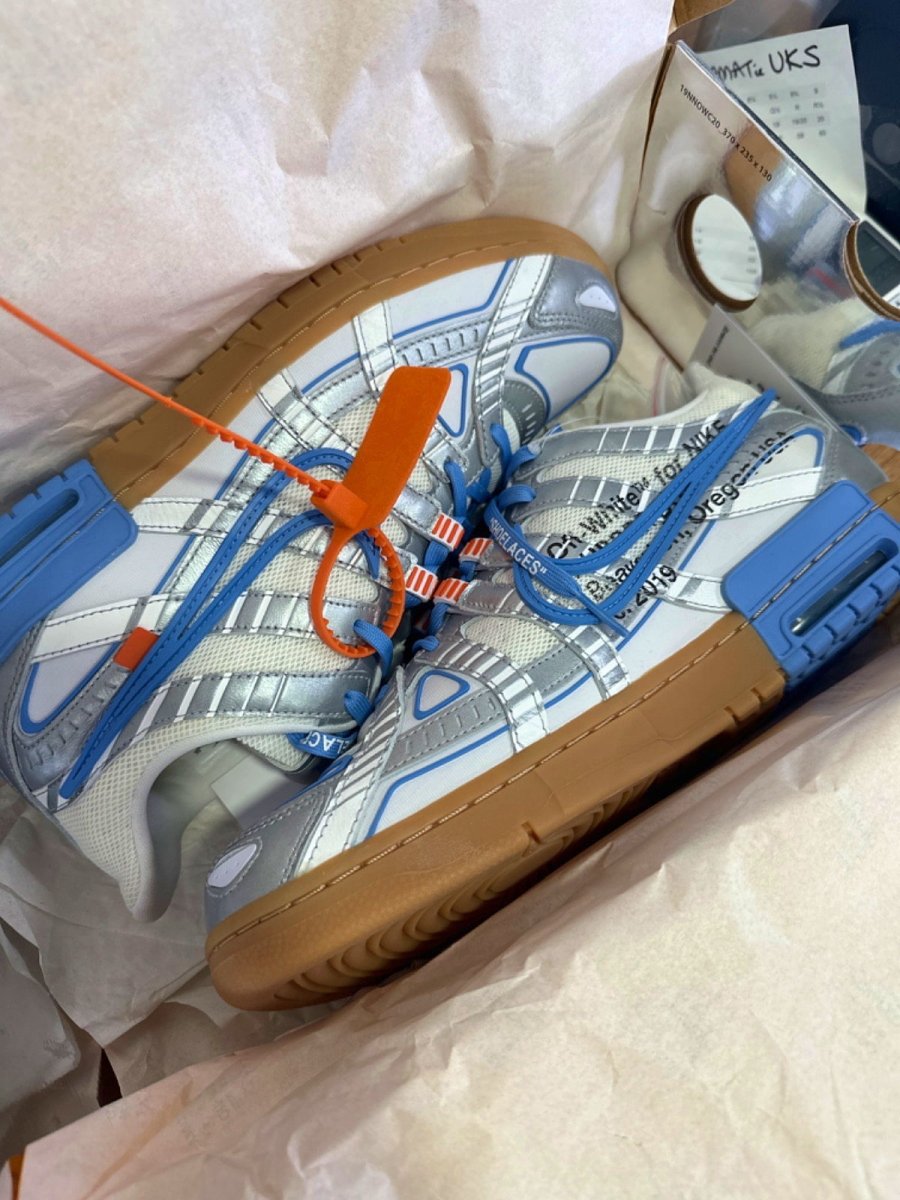 Nike CU6015 White/University Blue Off White Air Rubber Dunk Trainers UK 10.5 👟 - Reliked