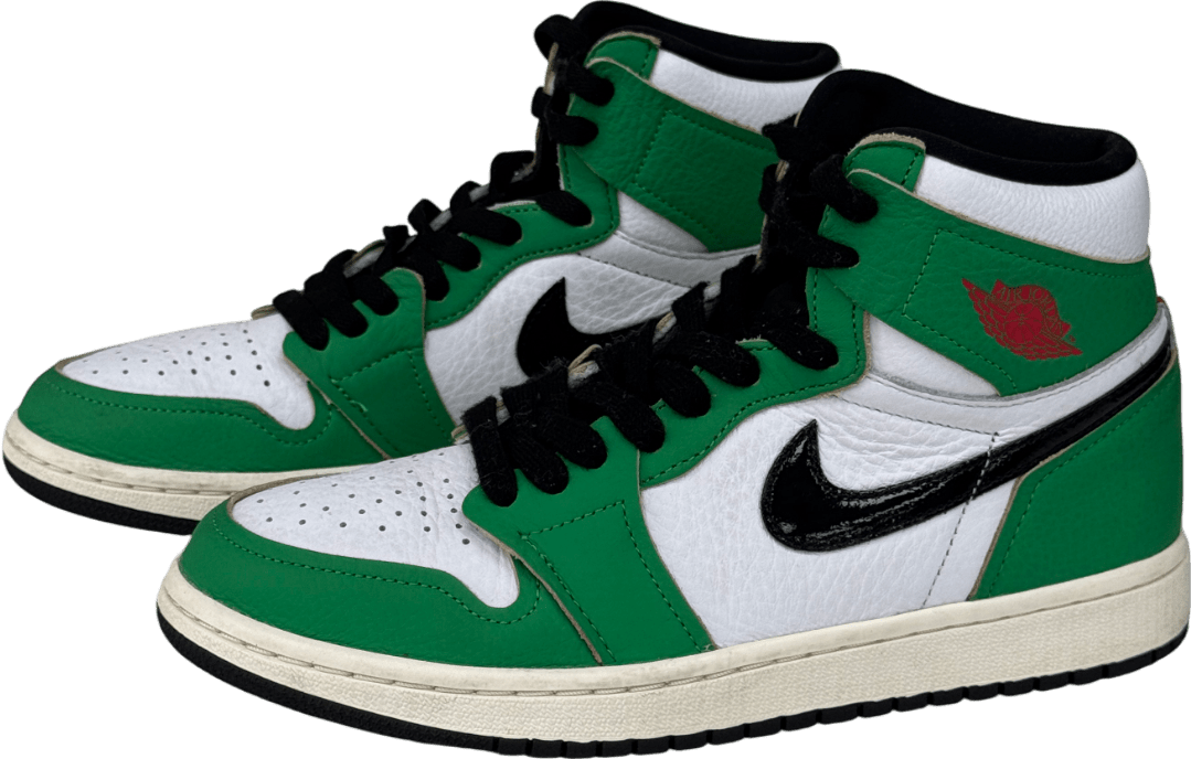 Nike White / Green / Black Jordan 1 Retro High Lucky Green Trainers UK 5.5 EU 38.5 👠 - Reliked
