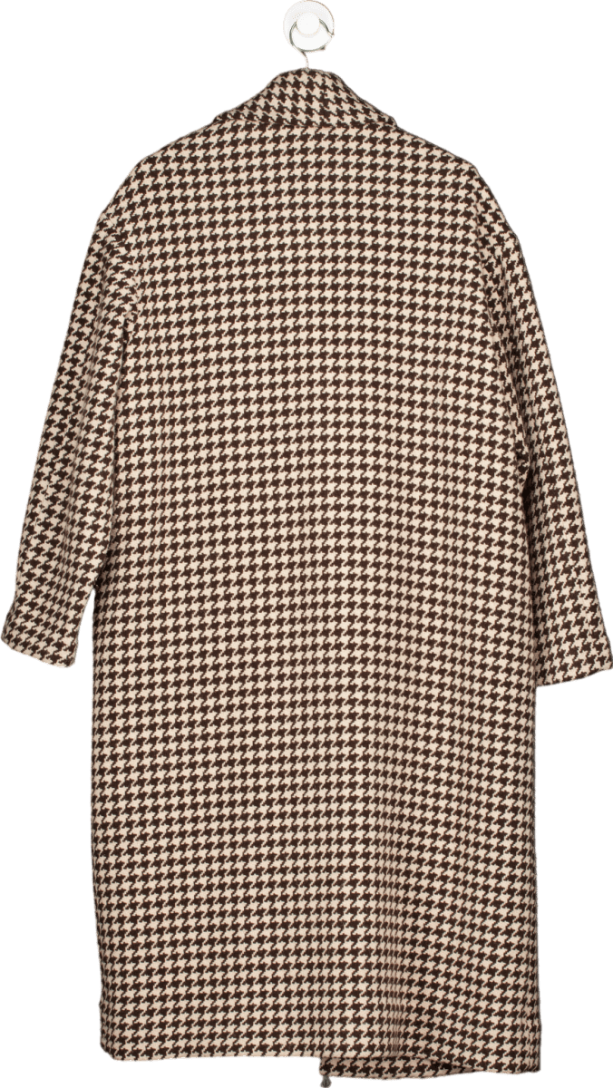 Nili Lotan Brown Houndstooth Coat UK S - Reliked