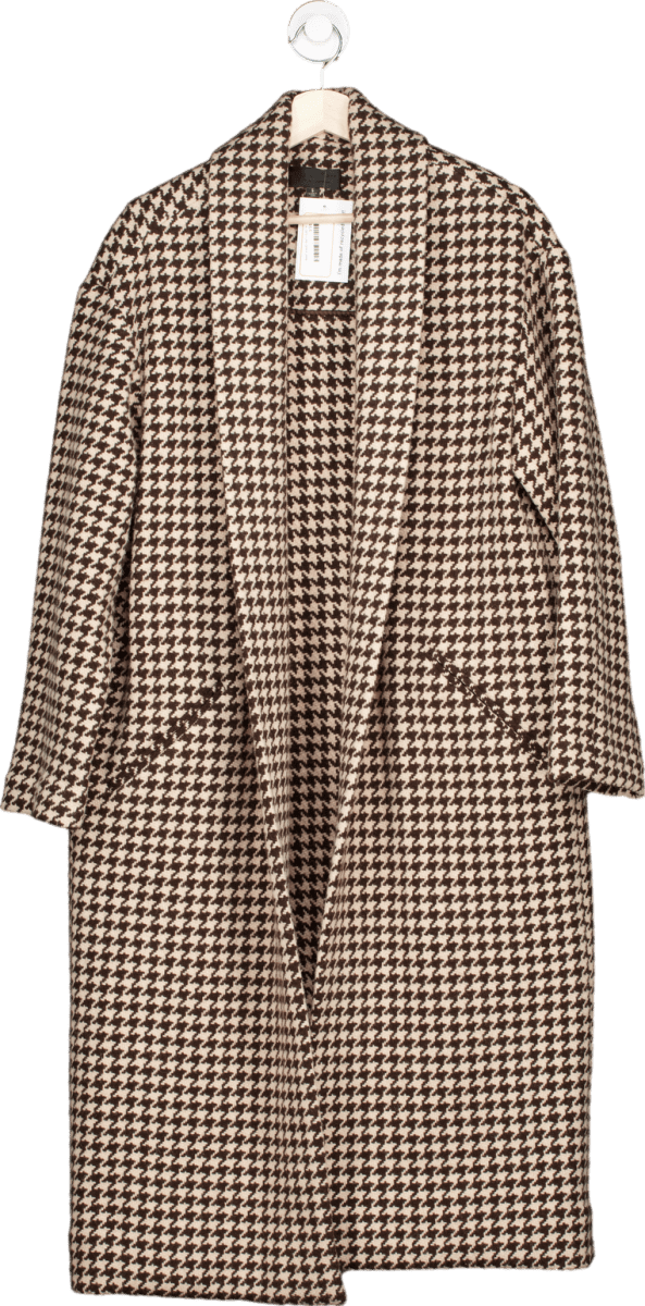 Nili Lotan Brown Houndstooth Coat UK S - Reliked