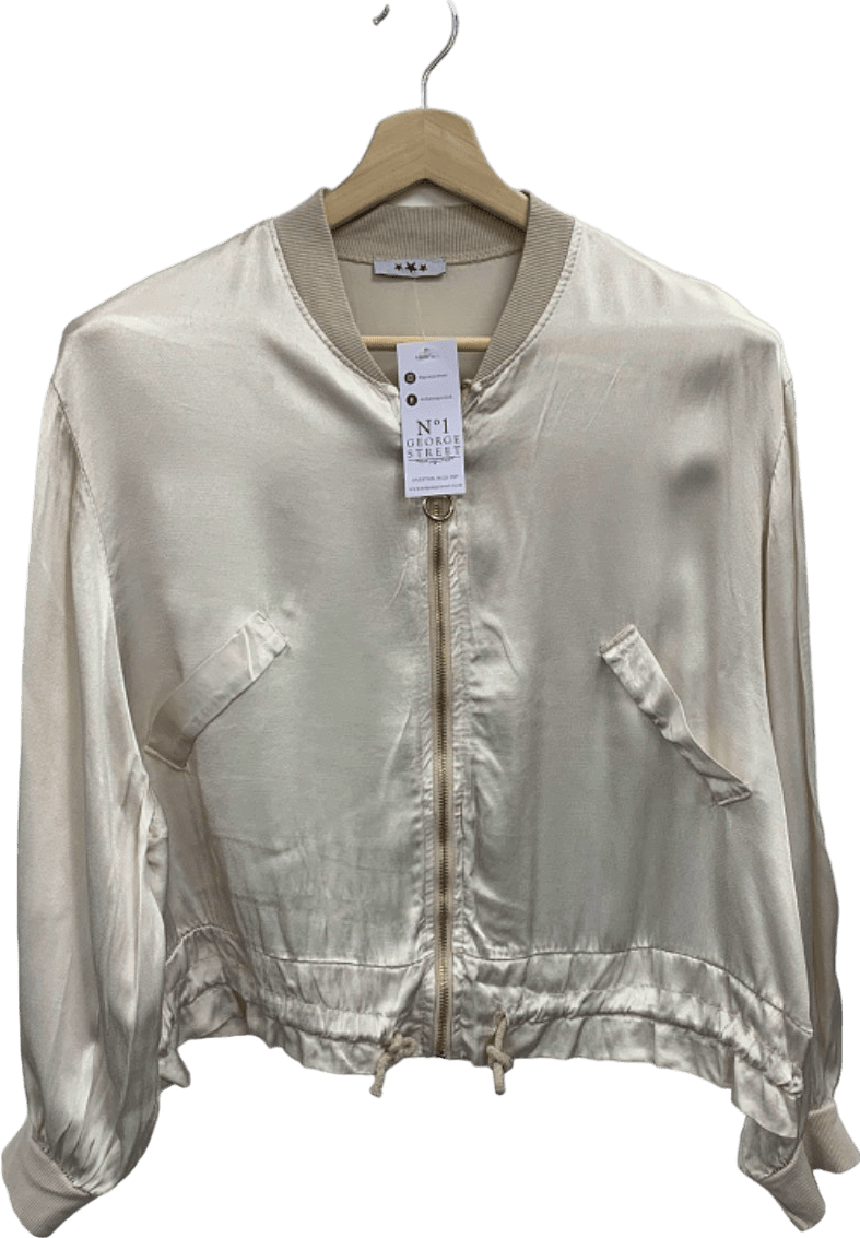 No 1 George Street Beige Bomber Jacket UK M - Reliked