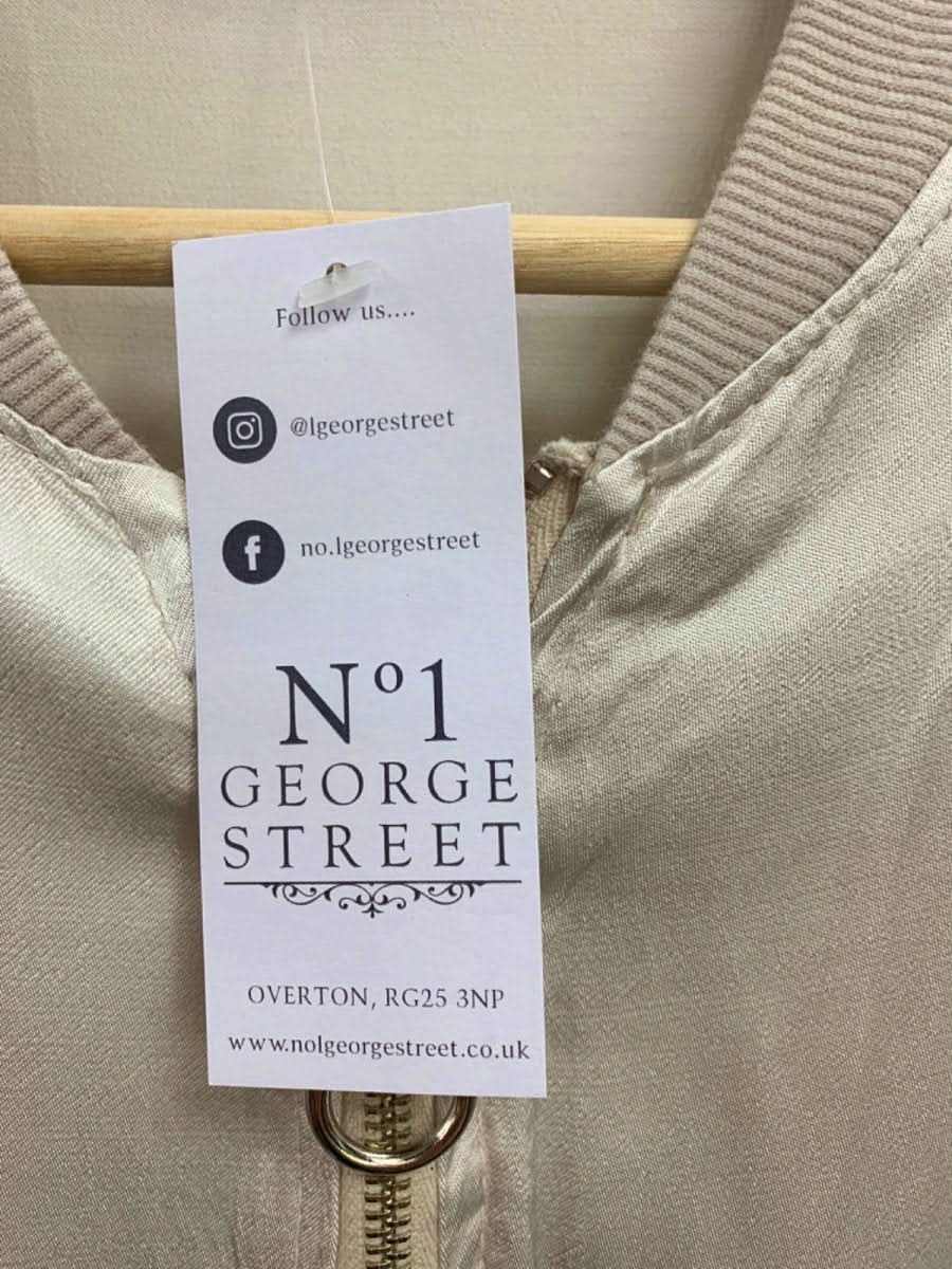 No 1 George Street Beige Bomber Jacket UK M - Reliked