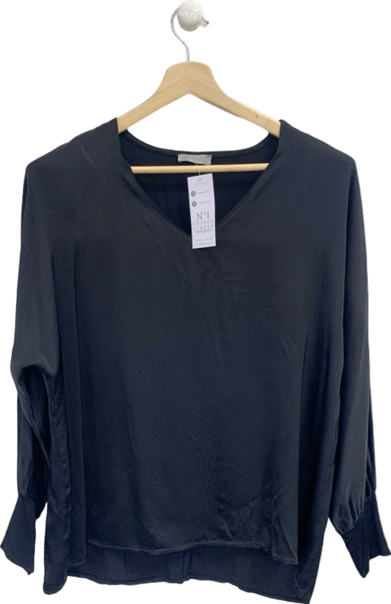 No. 1 George Street Black V - Neck Long Sleeve Top UK M/L - Reliked