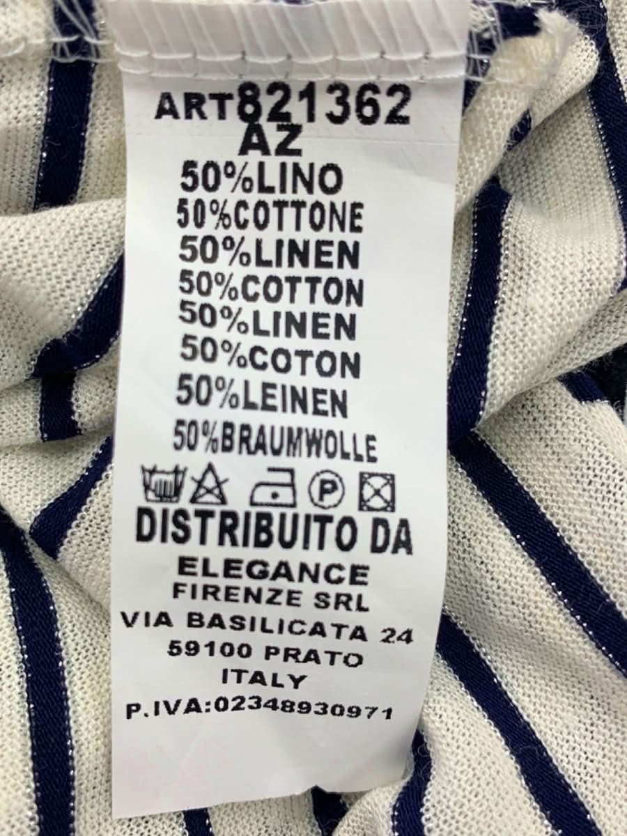 No. 1 George Street Blue Striped Linen - Cotton Blend T-Shirt UK M - Reliked