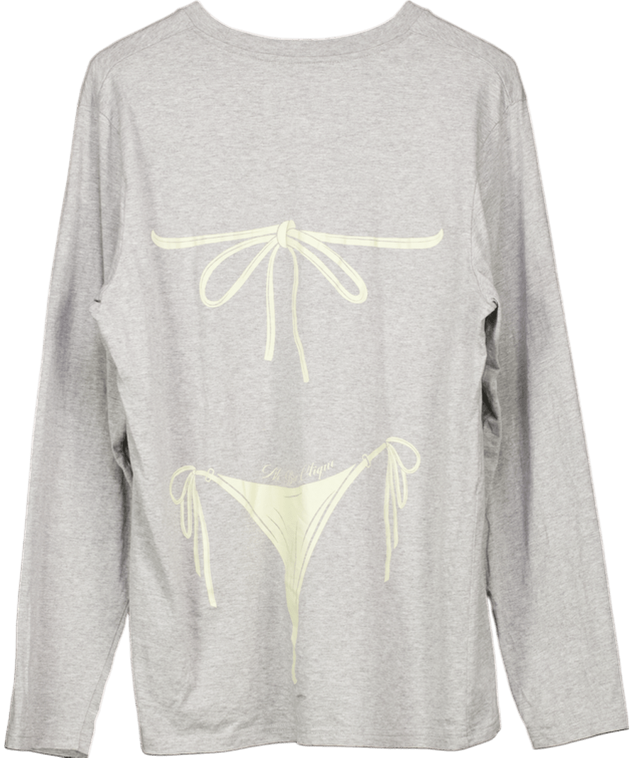 No Bra Clique Grey Long Sleeve Bikini T-shirt UK L - Reliked