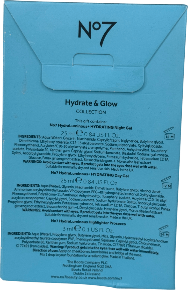 No7 Hydrate & Glow Collection Mini Set 25ml, 25ml,3ml - Reliked