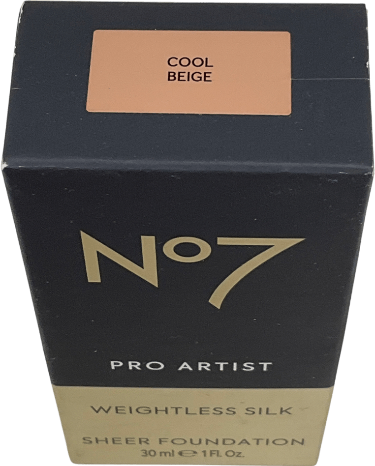 No7 Pro Artist Weightless Silk Sheer Foundation Cool Beige 30ml - Reliked