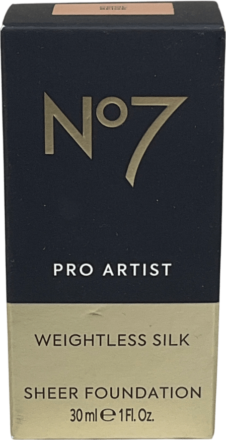 No7 Pro Artist Weightless Silk Sheer Foundation Cool Beige 30ml - Reliked