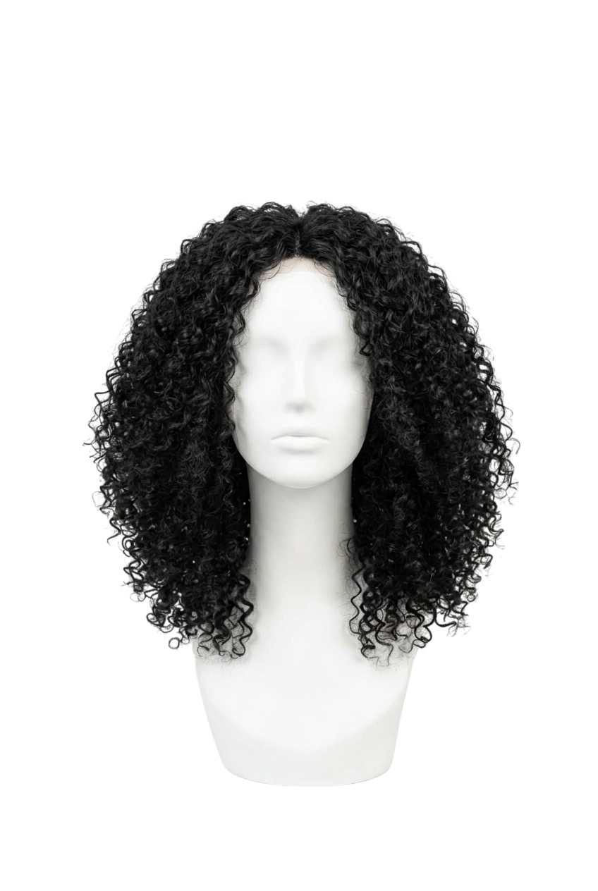 WIGS Black Kinky Curls Wig 14" LONG