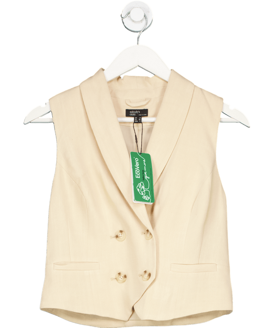 Nobody's Child Beige Linen Blend Waistcoat Top UK 8 - Reliked