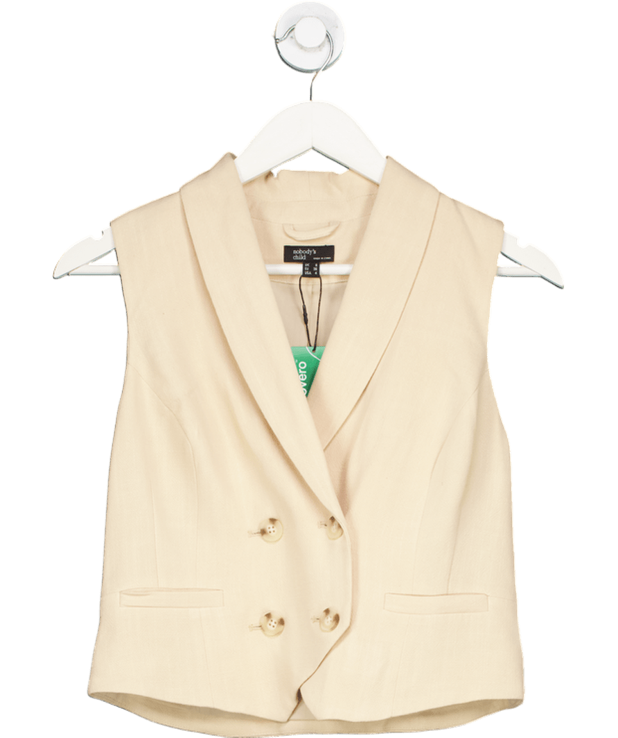 Nobody's Child Beige Linen Blend Waistcoat Top UK 8 - Reliked