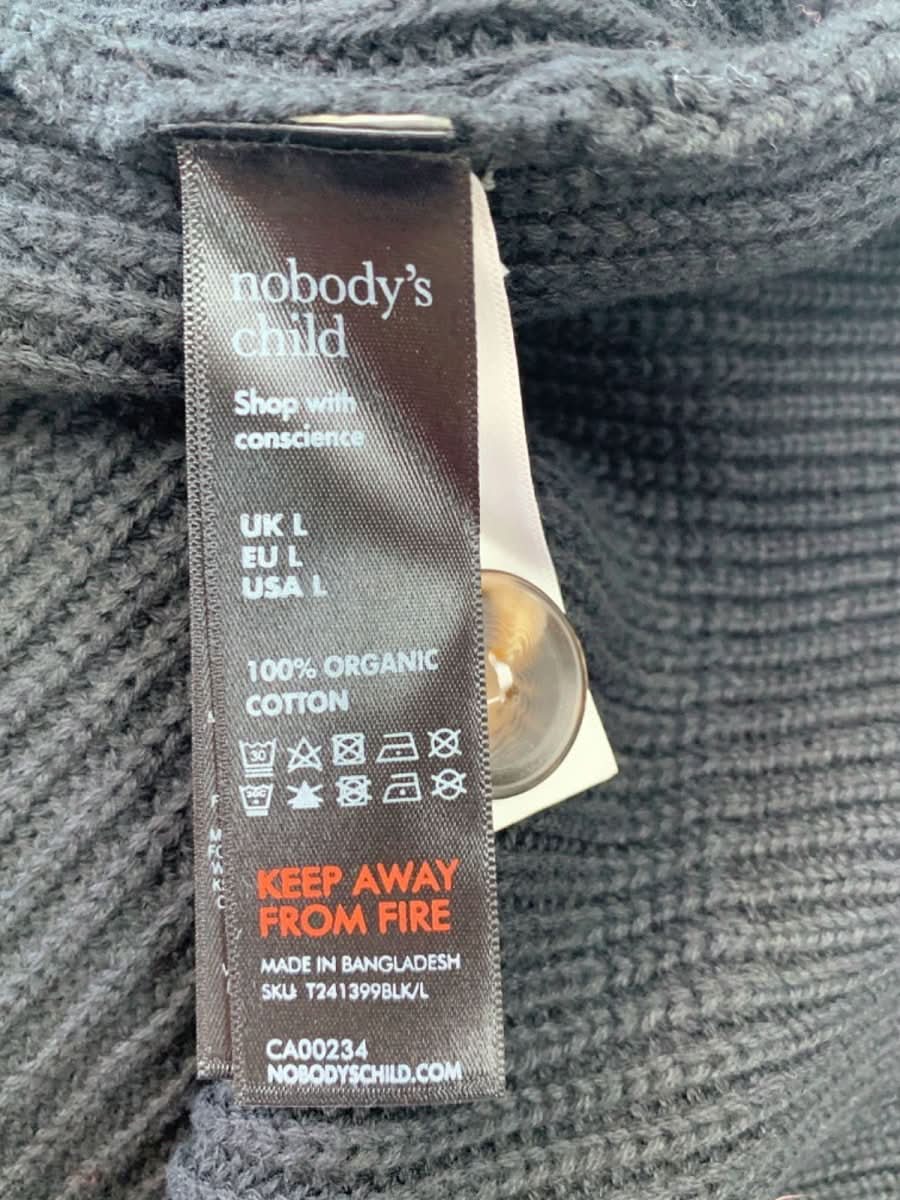 Nobody's Child Black Bomber Sleeve Collar Cardigan UK L - Reliked