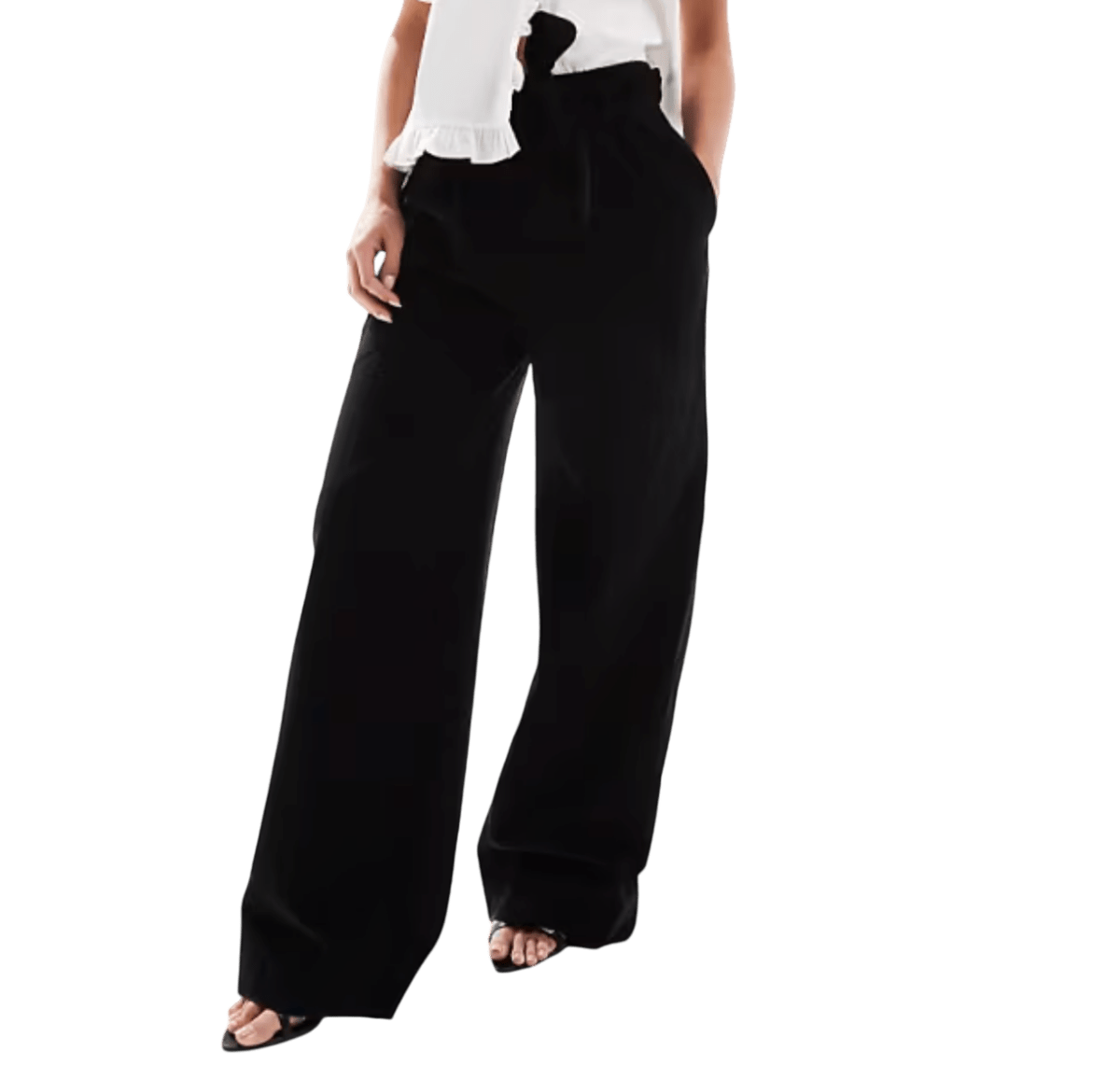 Nobody's Child Black Linen blend Wide Leg Trousers UK 12 - Reliked