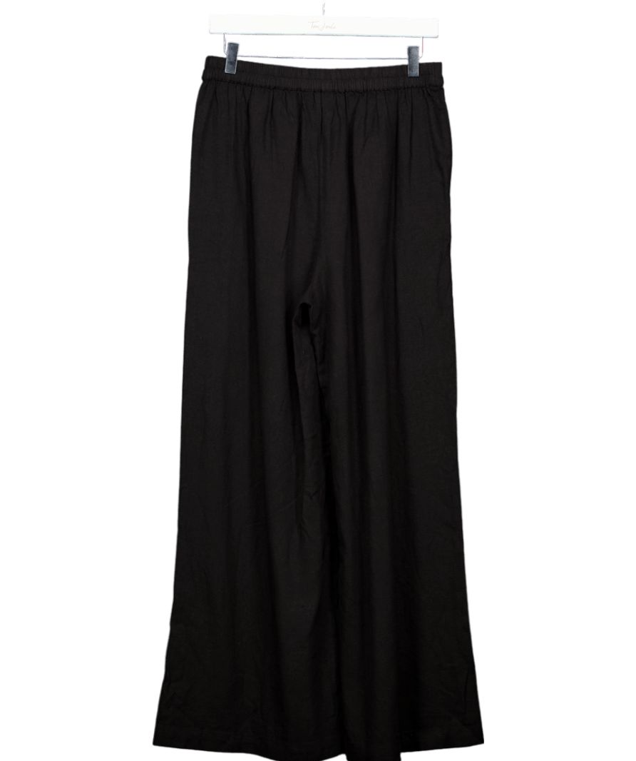 Nobody's Child Black Linen blend Wide Leg Trousers UK 12 - Reliked