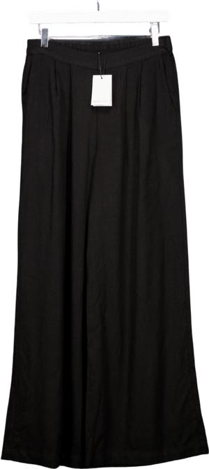 Nobody's Child Black Linen Blend Wide Leg Trousers UK 16