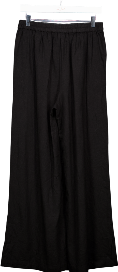 Nobody's Child Black Linen Blend Wide Leg Trousers UK 16 - Reliked