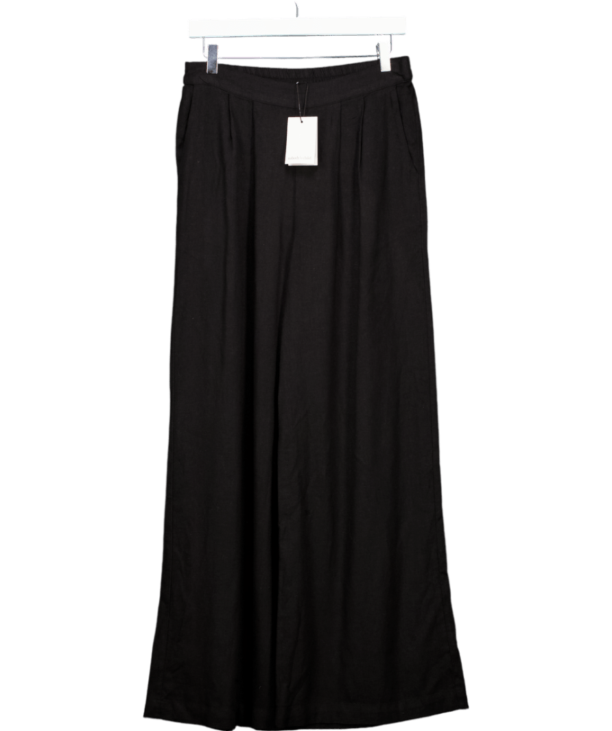 Nobody's Child Black Linen Blend Wide Leg Trousers UK 18 - Reliked