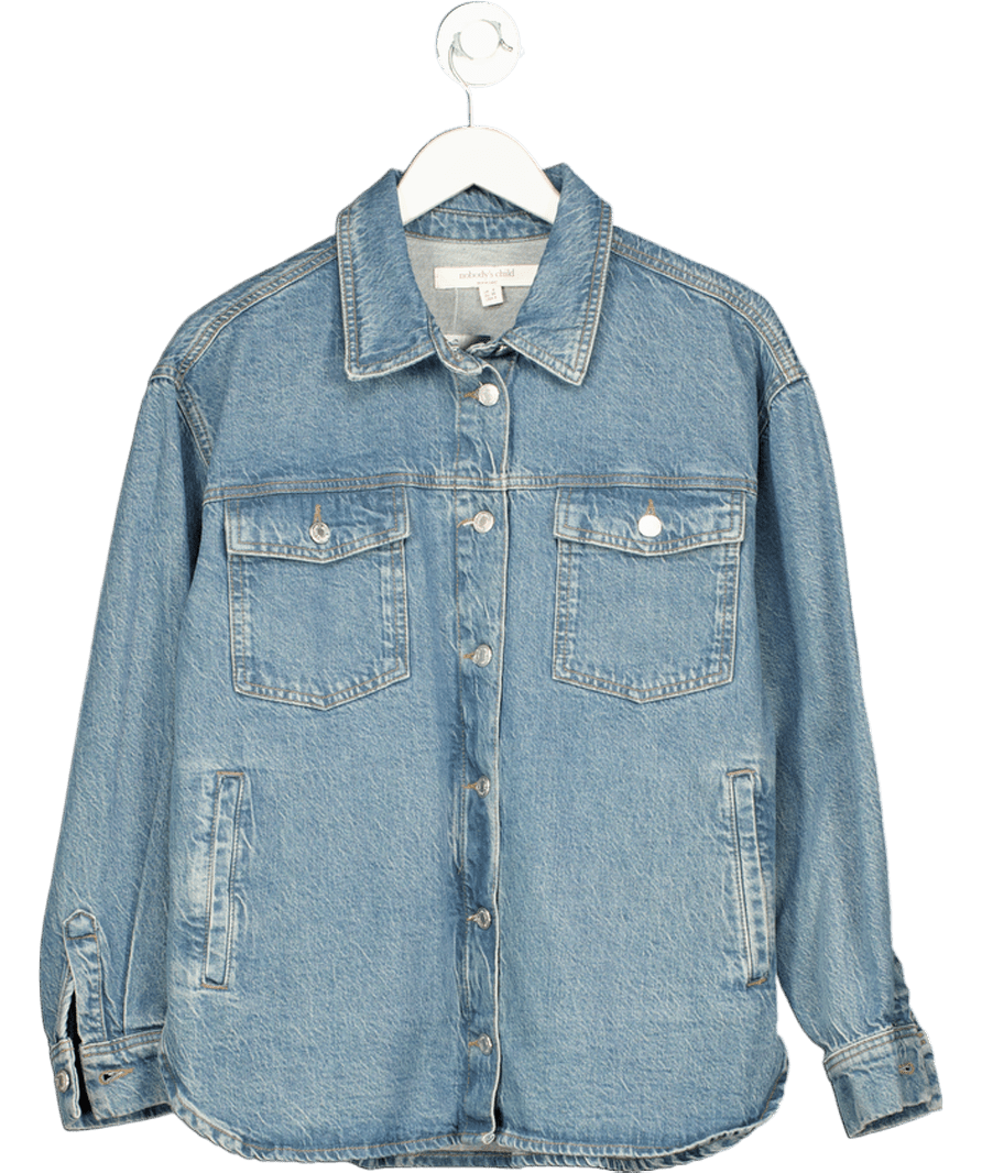 Nobody's Child Blue Vintage Mid Wash Denim Jacket UK 8 - Reliked