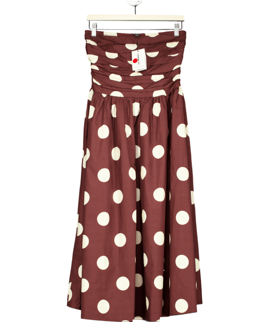 Nobody's Child Brown Felicity Polka Dot Bandeau Midi Dress UK 6 - Reliked