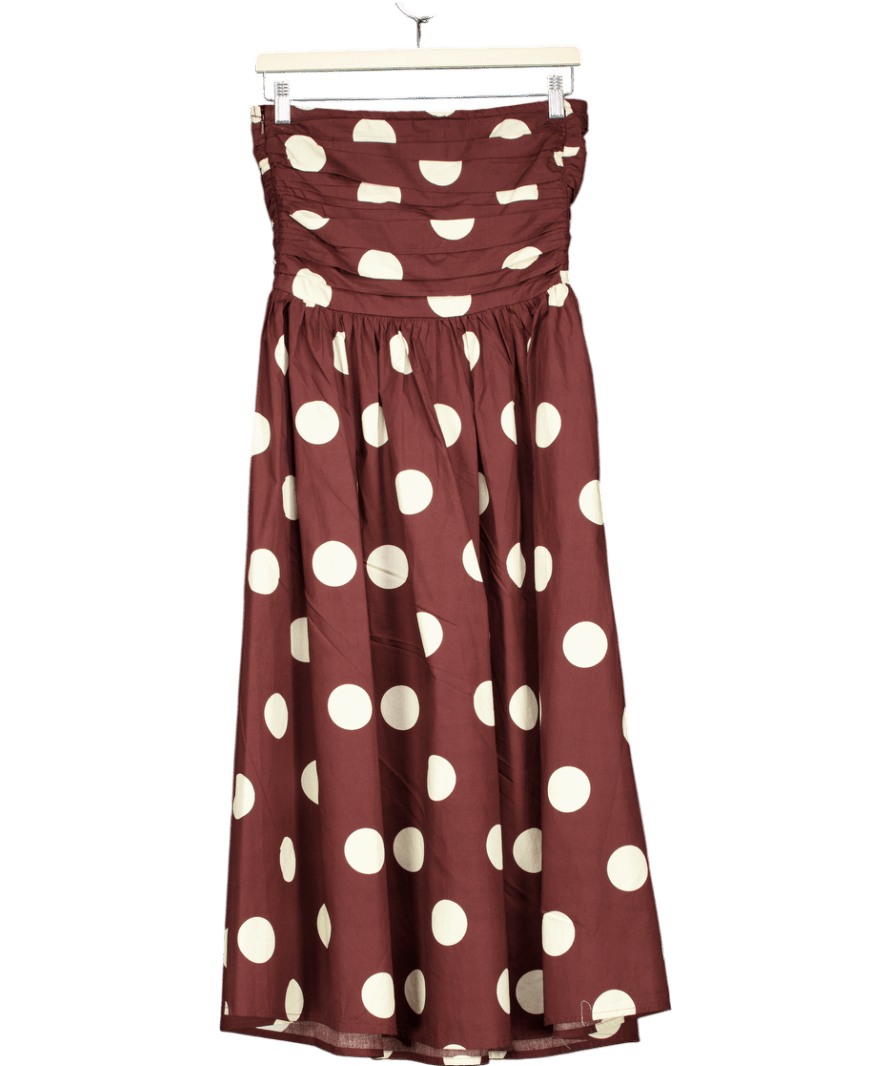 Nobody's Child Brown Felicity Polka Dot Bandeau Midi Dress UK 6 - Reliked