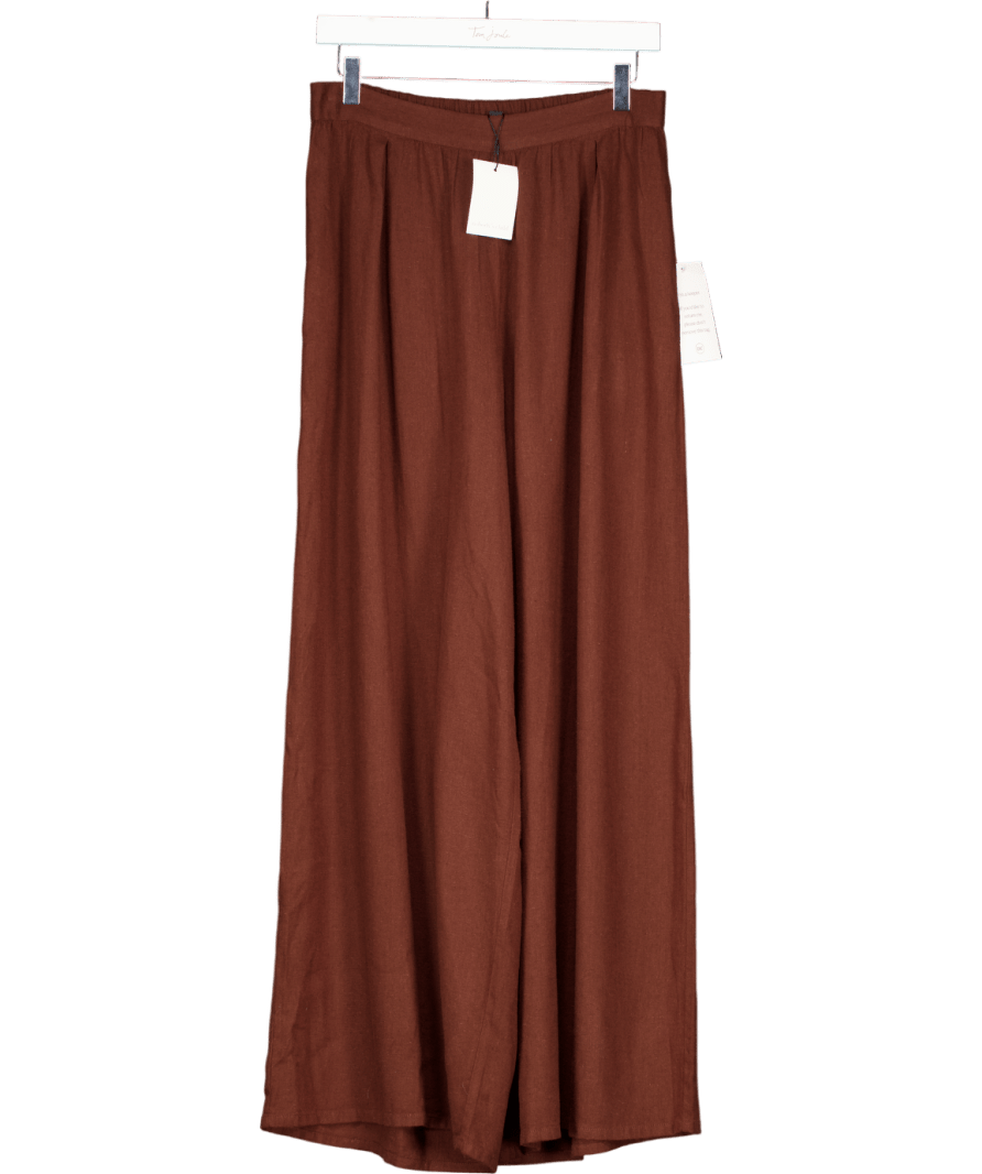 Nobody's Child Brown Jerrow Linen Blend Trousers UK 10 - Reliked