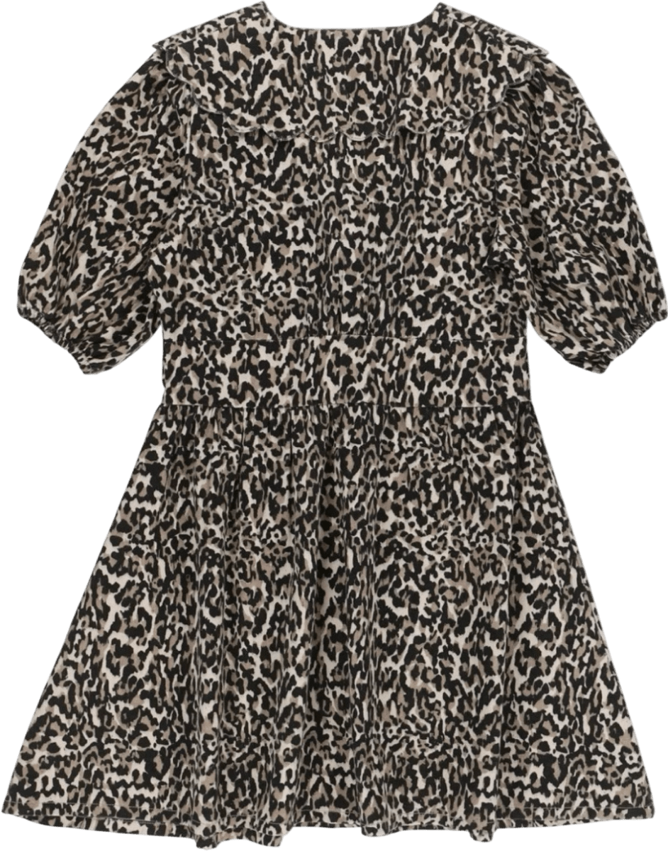 Nobody's Child Brown Scalloped Collar Leopard Denim Dress UK 22 - Reliked
