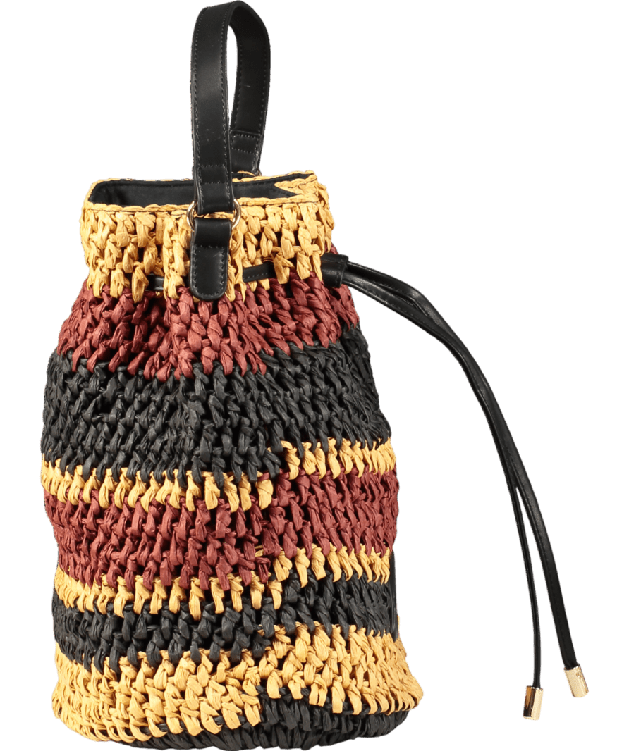 Nobody's Child Brown Striped Drawstring Bag - Reliked