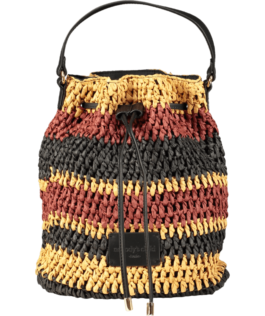 Nobody's Child Brown Striped Drawstring Bag - Reliked