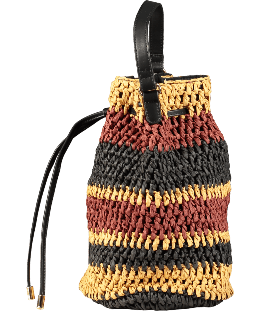 Nobody's Child Brown Striped Drawstring Bag - Reliked