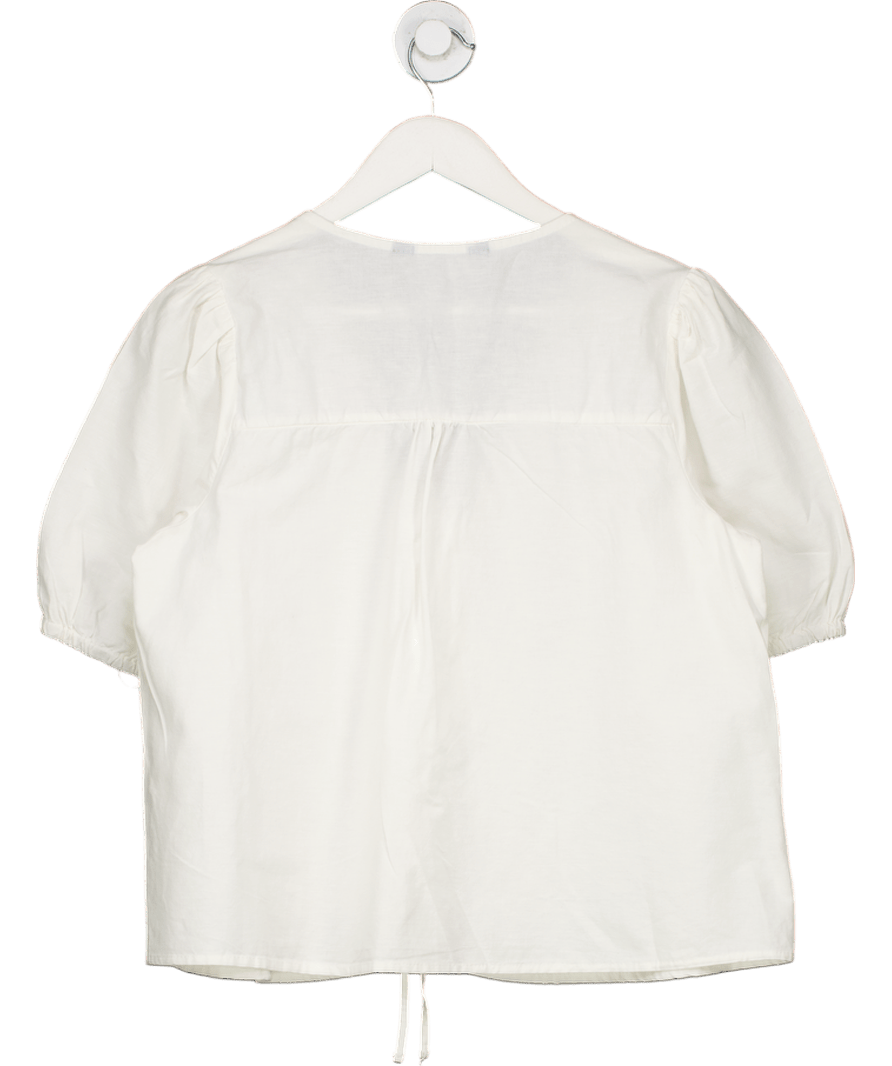 Nobody's Child Cream Bernadetta Organic Cotton Poplin Blouse UK 10 - Reliked