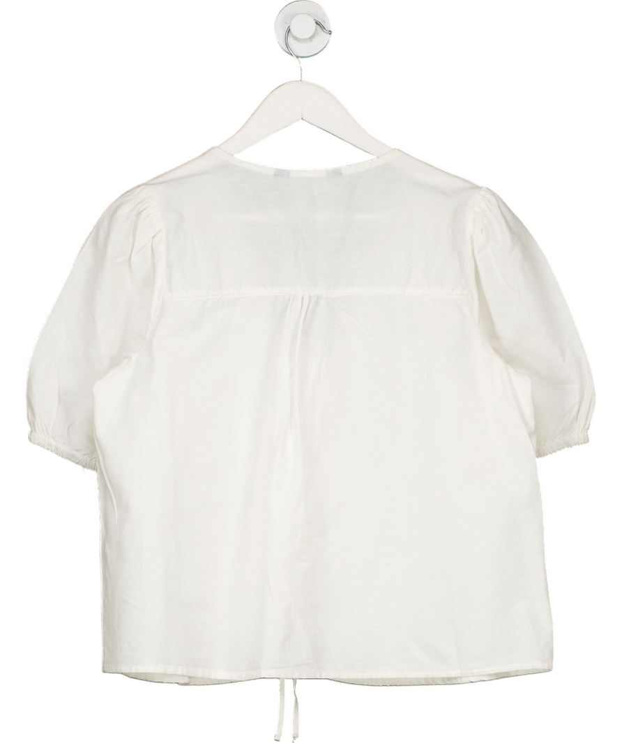 Nobody's Child Cream Bernadetta Organic Cotton Poplin Blouse UK 10 - Reliked