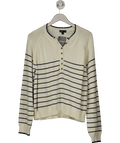 Nobody's Child Cream Knitted Striped Henley Jumper UK L - Reliked