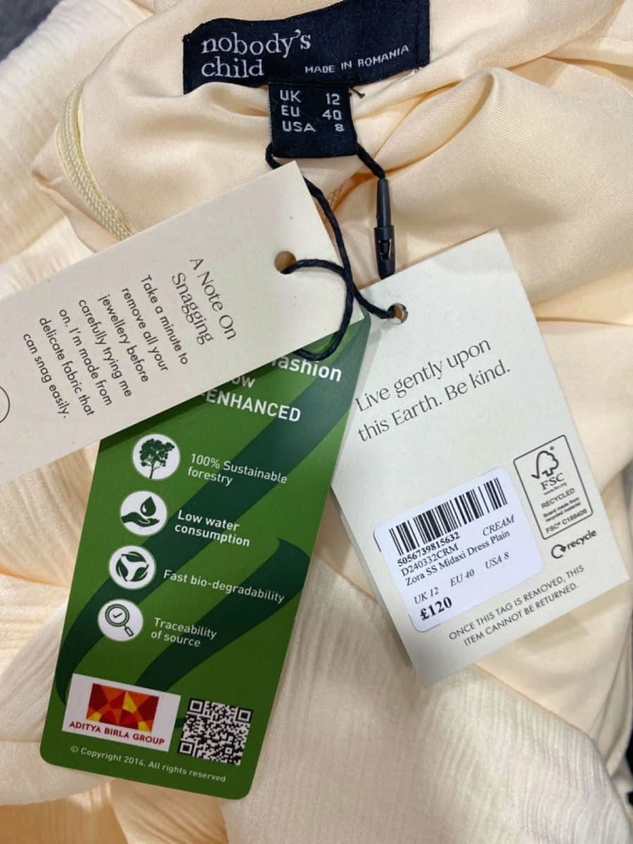 Nobody's Child Cream Liveaco Dress UK 12 - Reliked
